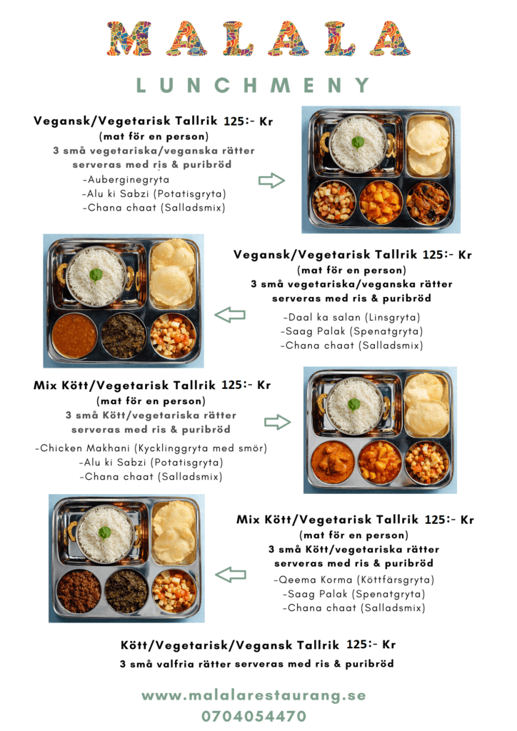 Lunchmeny Malala Umeå Pakistansk Indisk Mat i Umeå